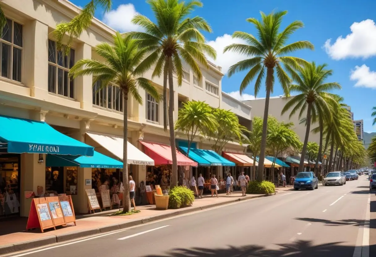 Shopping i Honolulu illustration