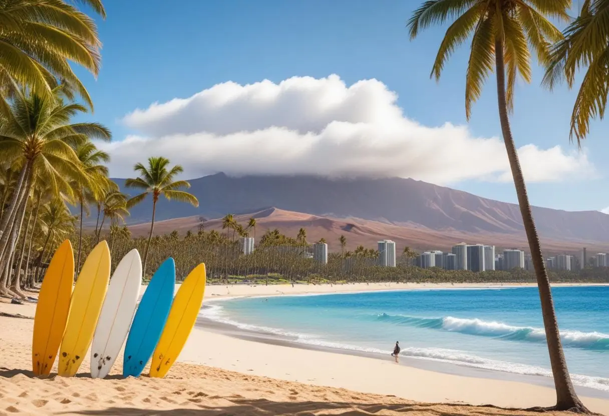 Skidåkning i Honolulu illustration